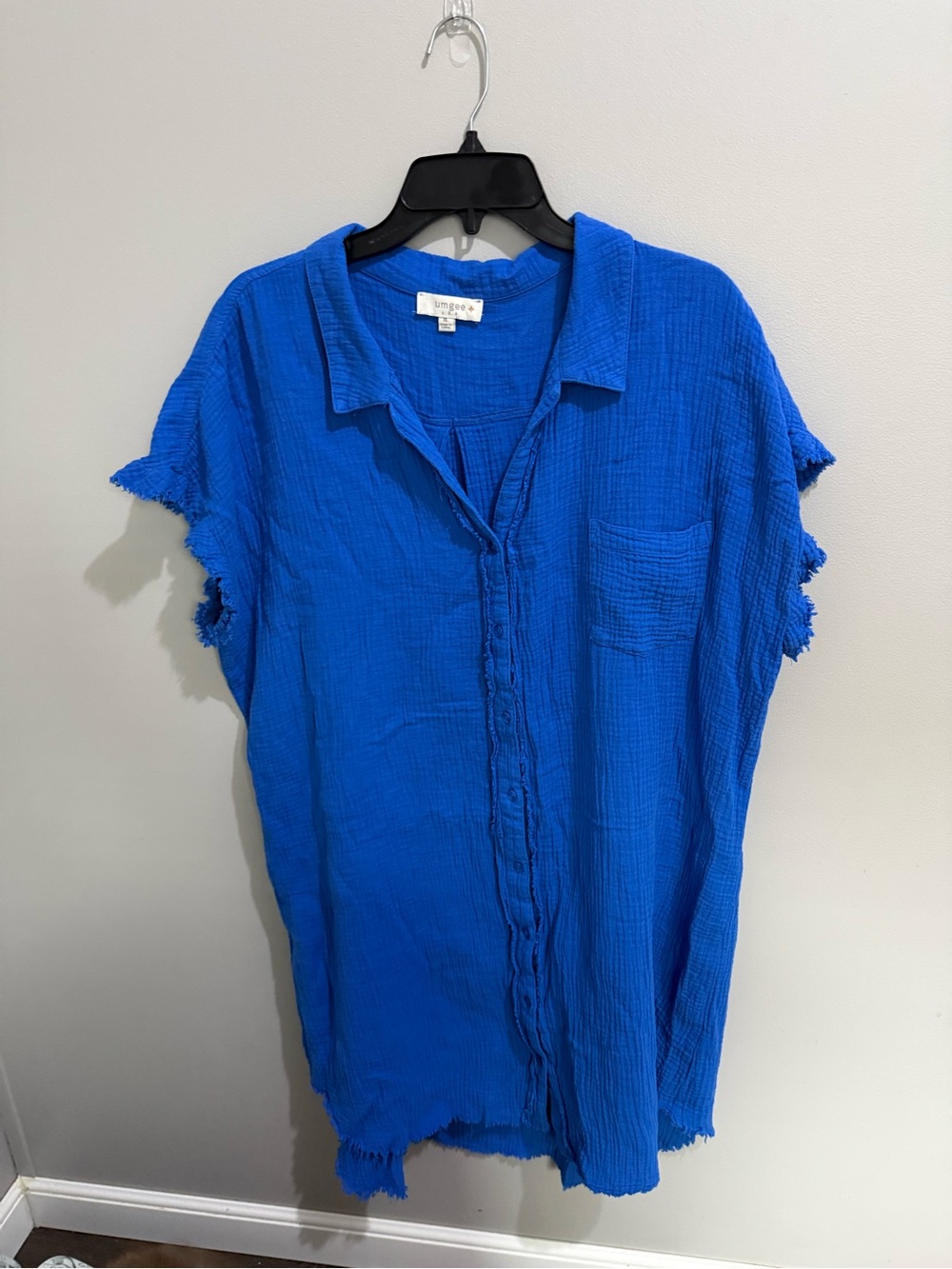 Umgee Royal Blue Textured Gauze Top size XL